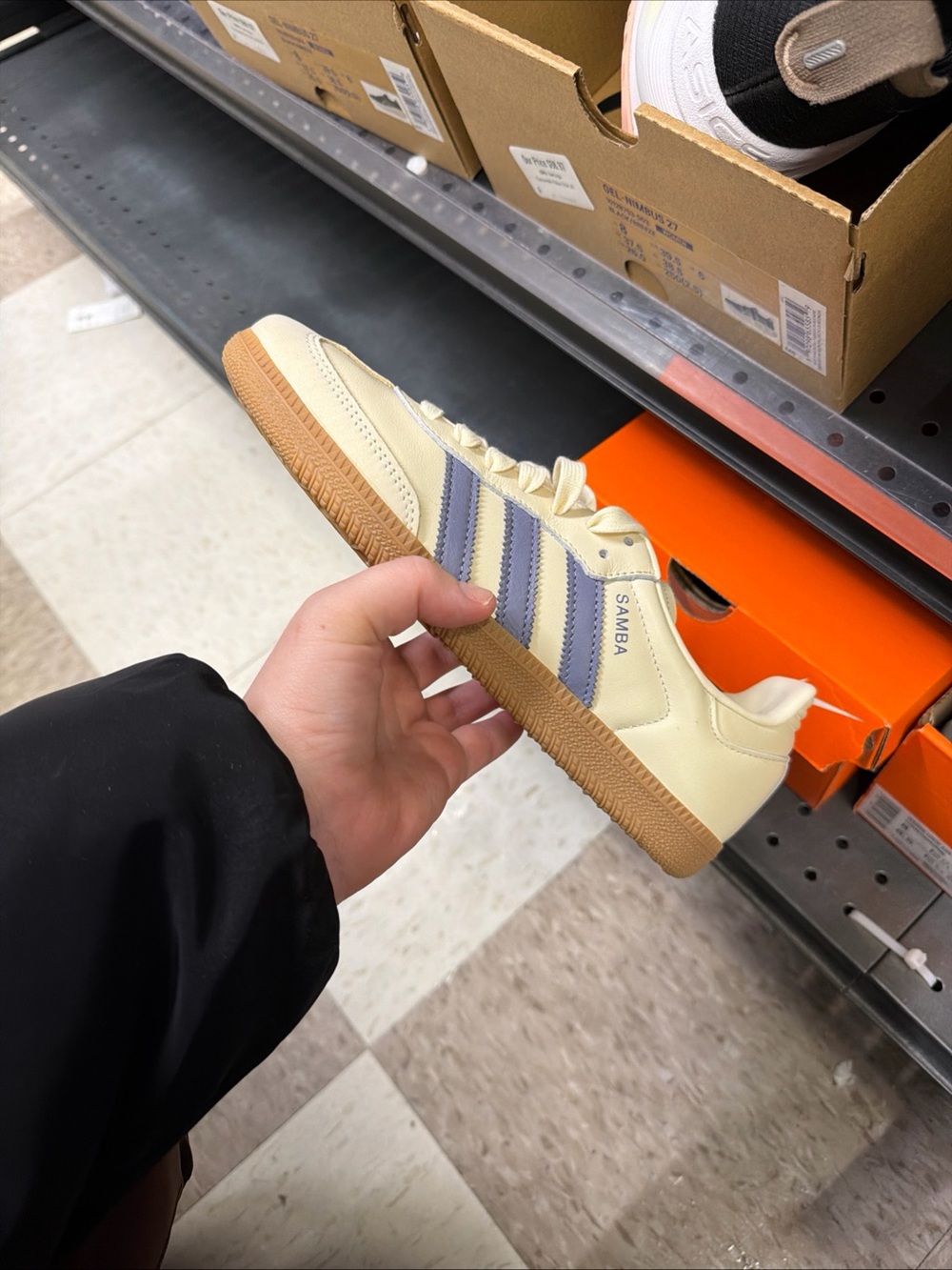 adidas Samba Leather Sneakers — Cream & Lavender Stripes - Picture 6 of 6